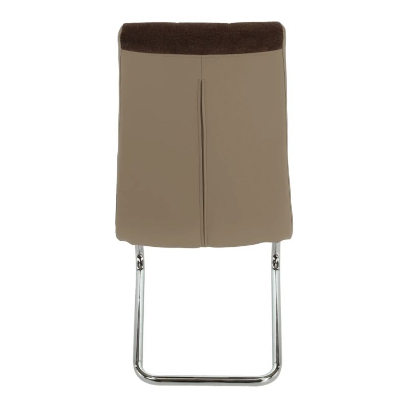 Štýlová a moderná jedálenská stolička v hnedej látke s ekokožou