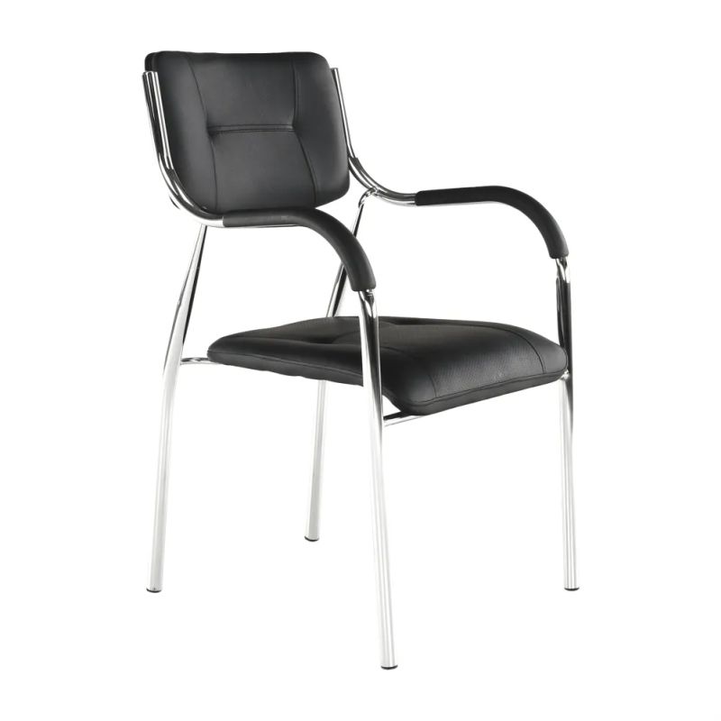 Stohovateľná stolička, čierna ekokoža