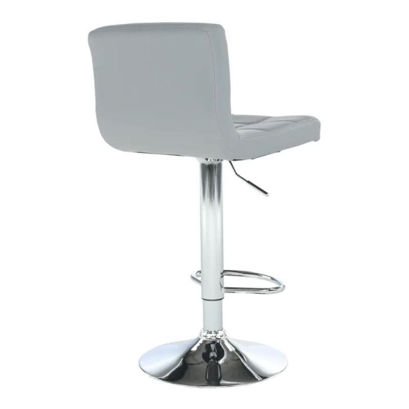 Barová stolička s opierkou sivá ekokoža/chróm