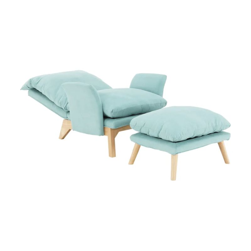 Kreslo s podnožou v mentolovej látke