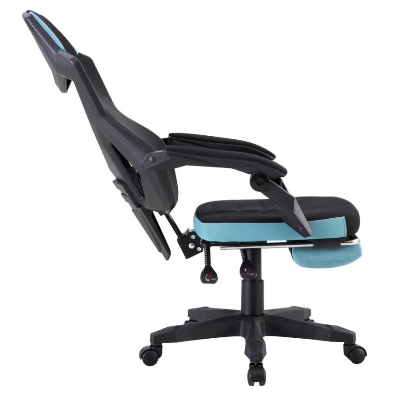 Pohodlné herné kreslo s  výsuvnou podnožou čierna/neomint