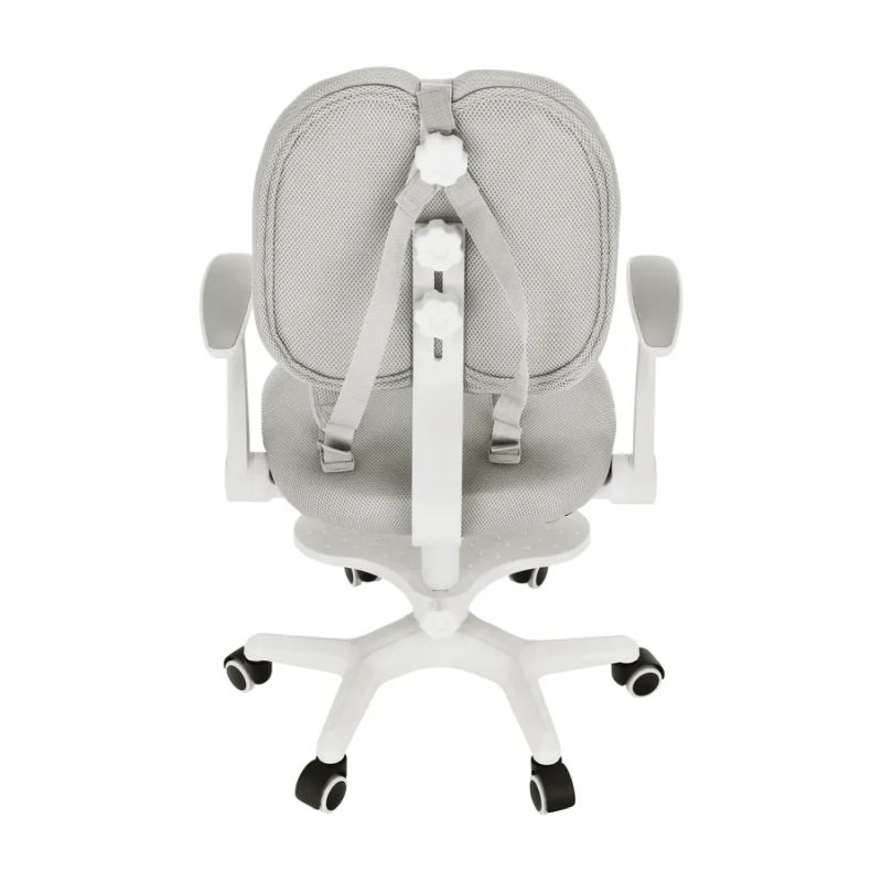 Ergonomická rastúca stolička s podnožou a trakmi, sivá