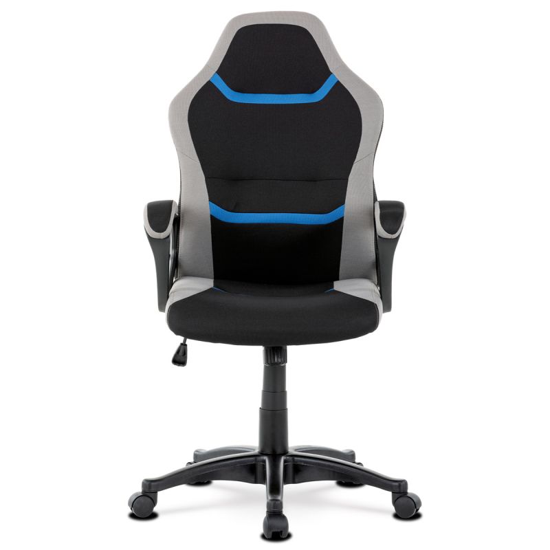 Juniorská kancelárska stolička,čierno-sivo-modrá látka