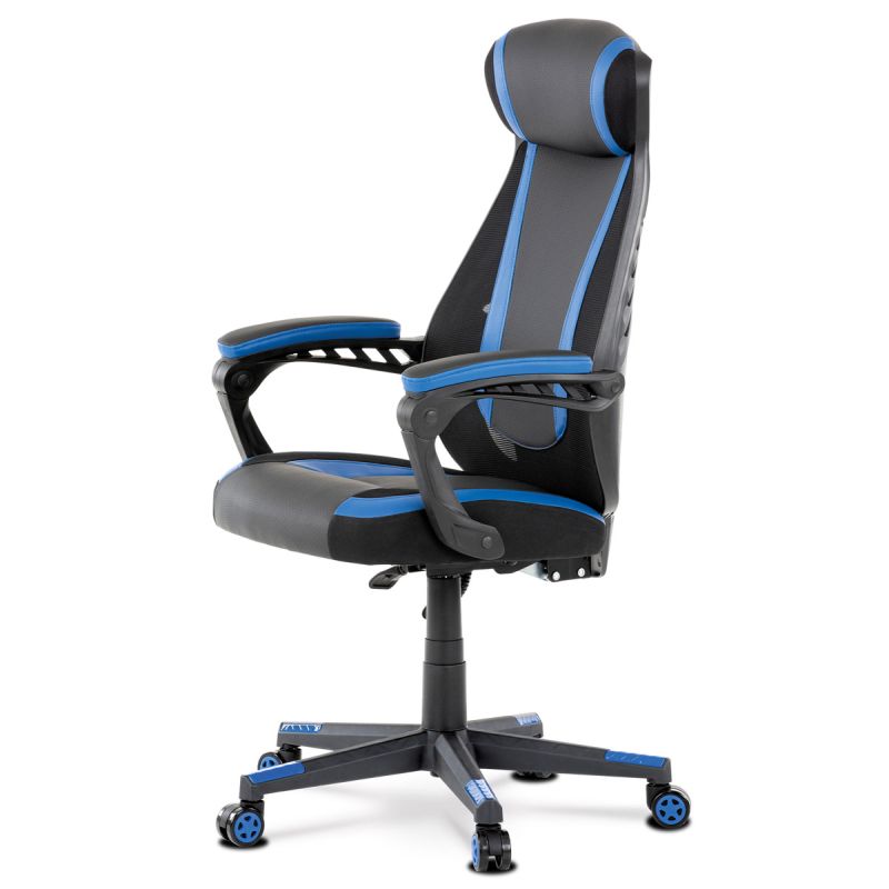 Luxusné herné a kancelárske kreslo čierne s modrými doplnkami