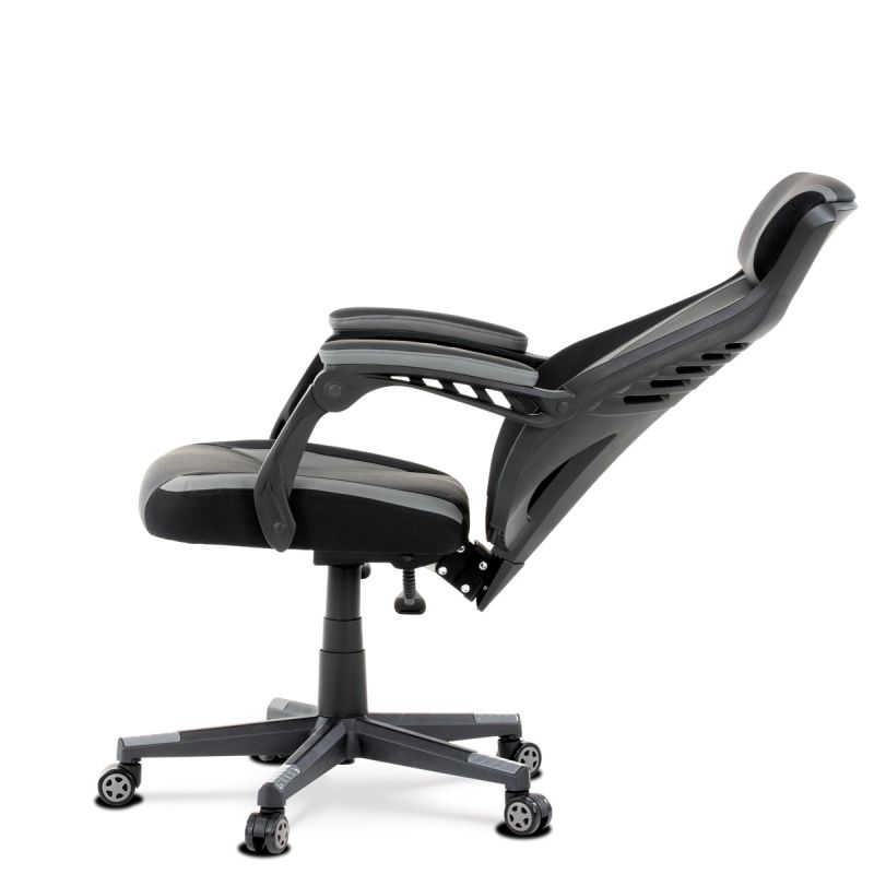 Luxusné herné a kancelárske kreslo čierne so sivými doplnkami