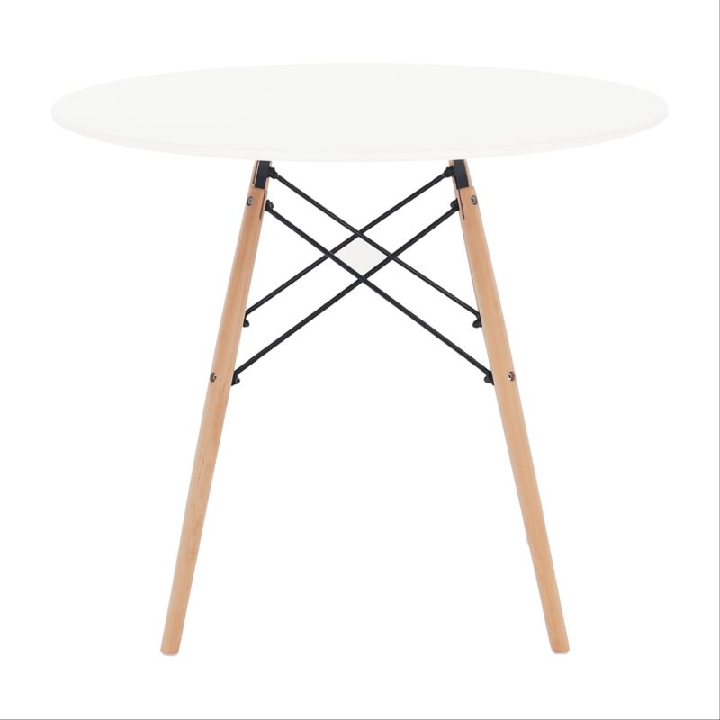 Jedálenský stôl, drevo buk + MDF, biela 90