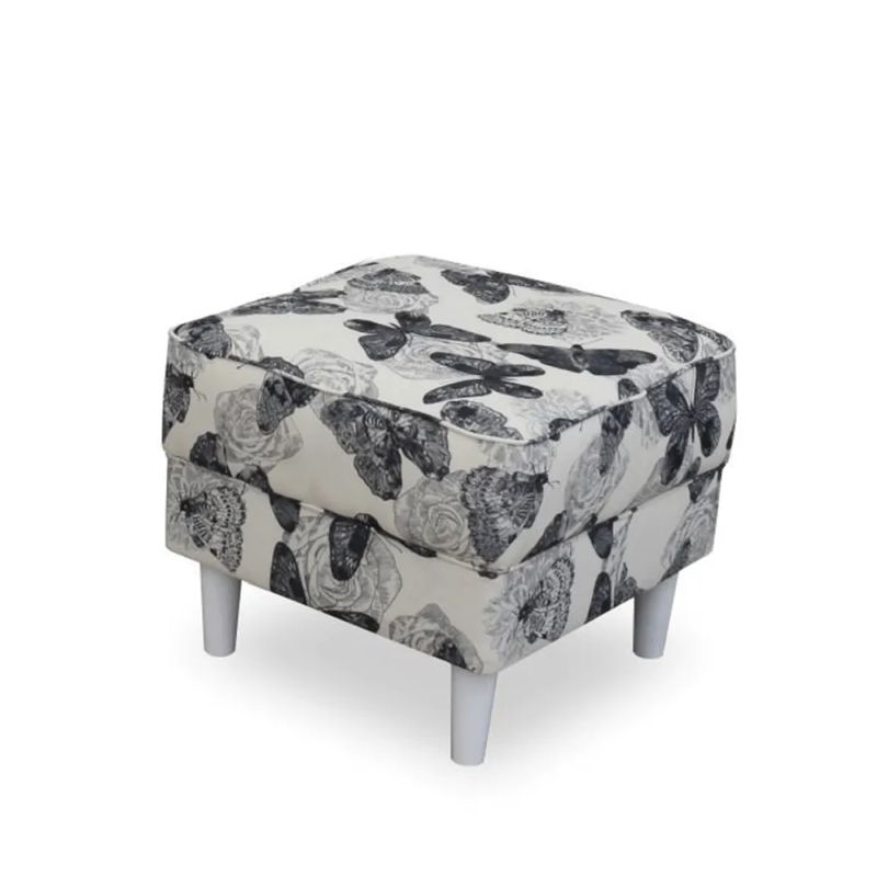 Kreslo ušiak s taburetom, látka butterfly 1