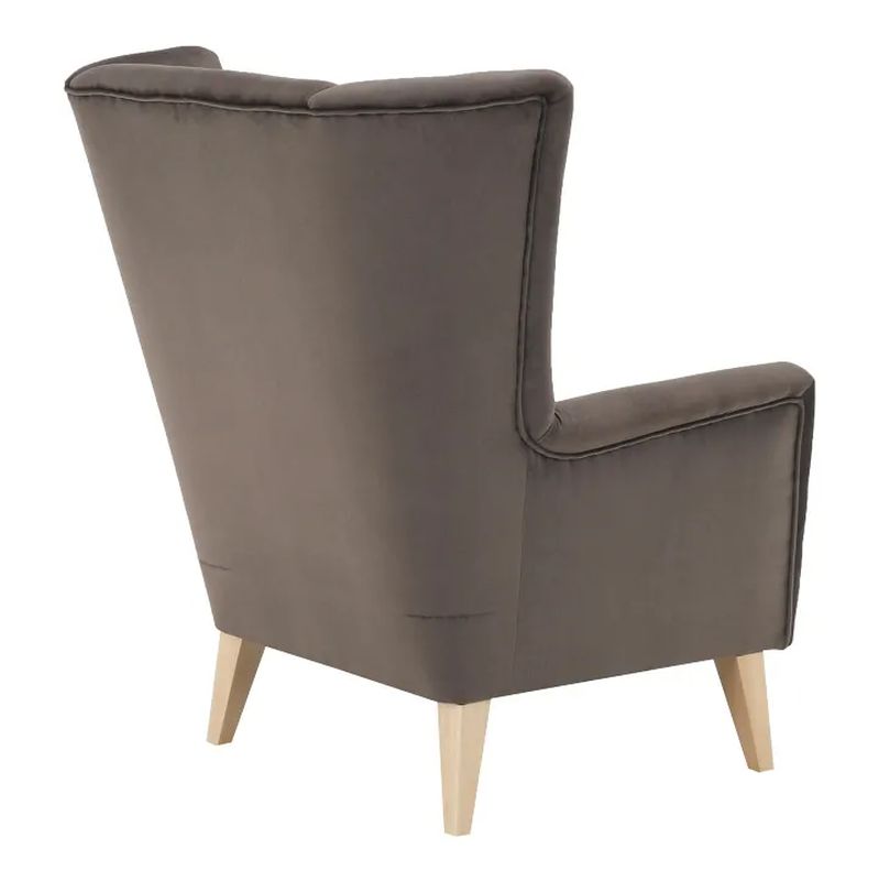 Kreslo-ušiak s vysokým operadlom, taupe-sivohnedé