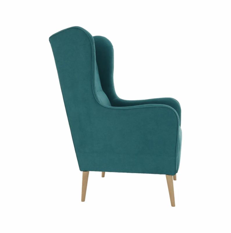 Pohodlné kreslo ušiak v tyrkysovej látke