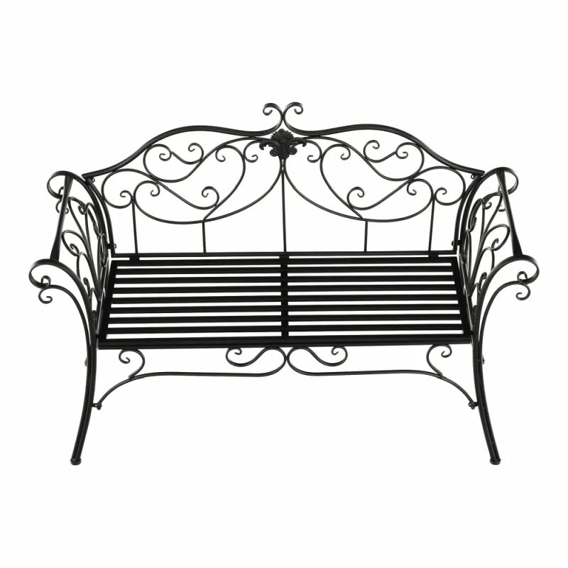Záhradná kovová lavička čierna