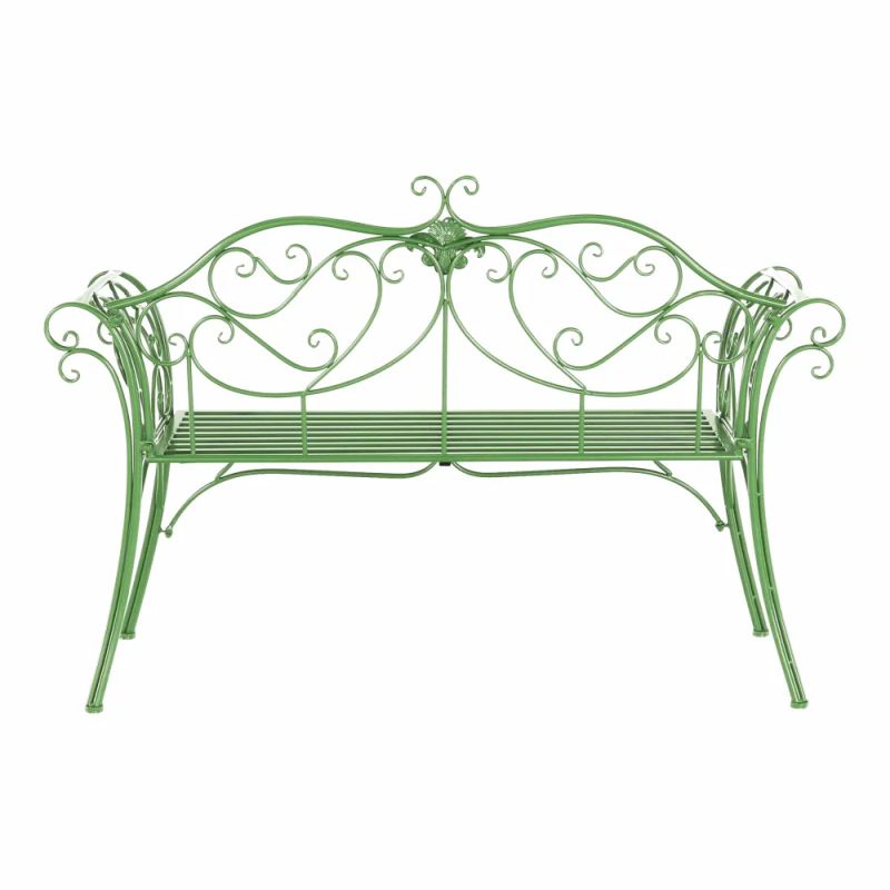 Záhradná kovová lavička zelená