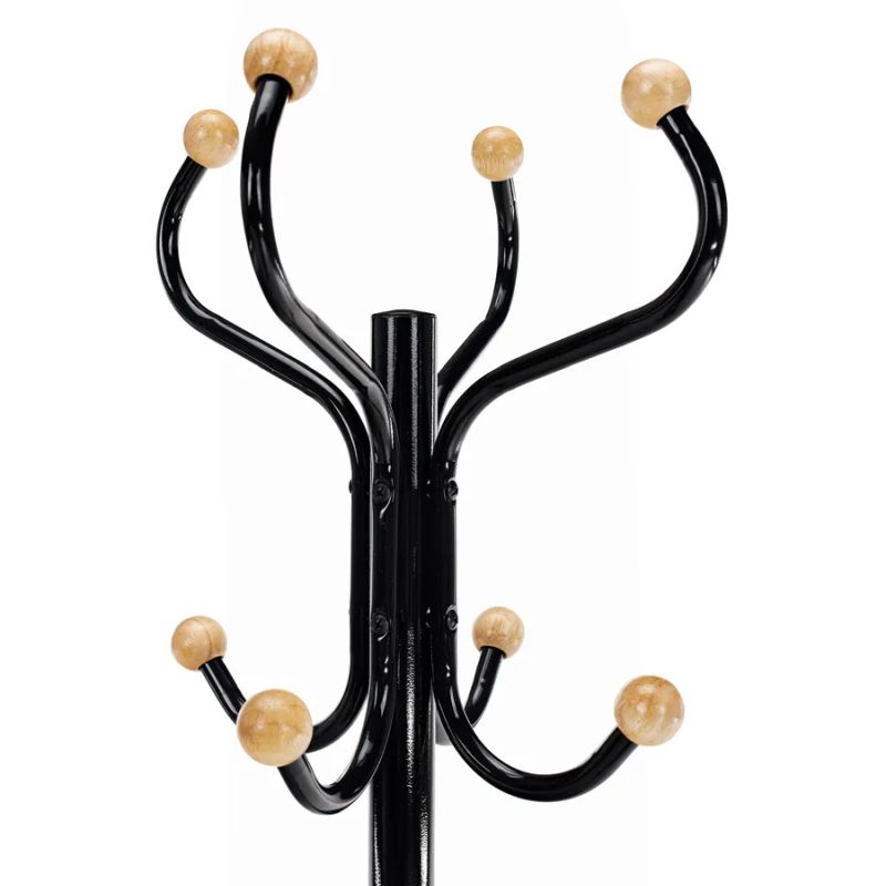 Vešiak, lesklá čierna/prírodné drevo