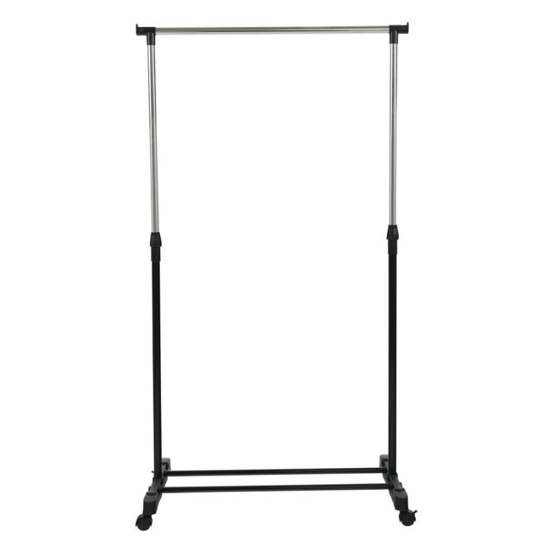 Pojazdný vešiak, nerezový, kov+čierny plast