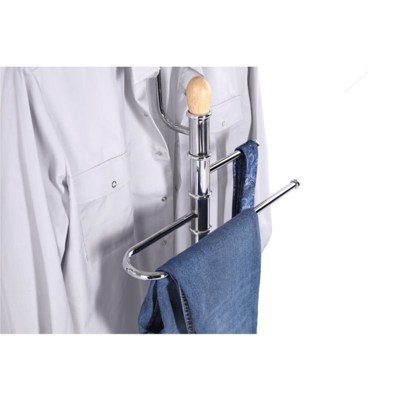 Vešiak/nemý sluha v kombinácií s drevom, chróm/buk