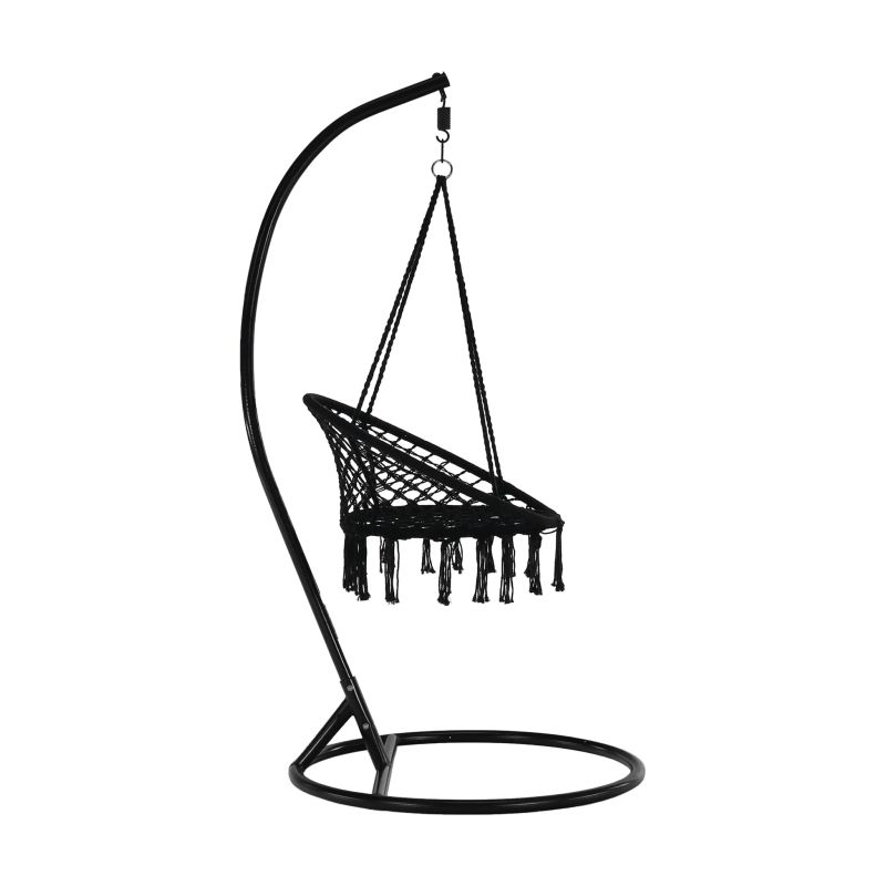 Závesné hojdacie kreslo v čiernej farbe