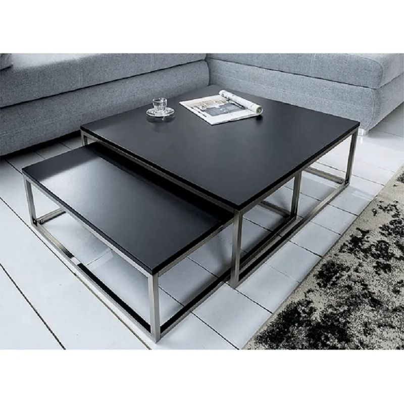 Set dvoch konferenčných stolíkov, čierna/chróm