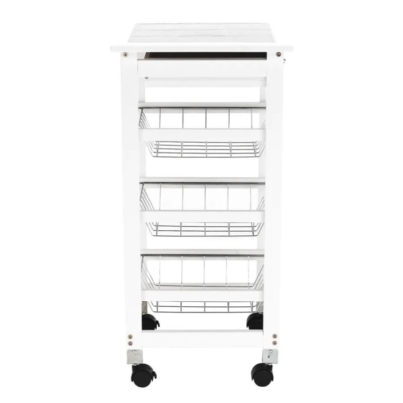 Praktický drevený servírovací vozík biely