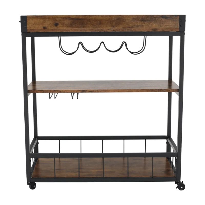 Servírovací vozík, dub smoke/čierna