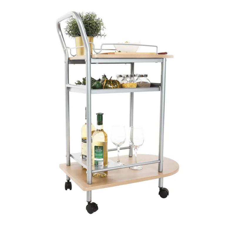 Praktický servírovací stolík, buk/strieborný