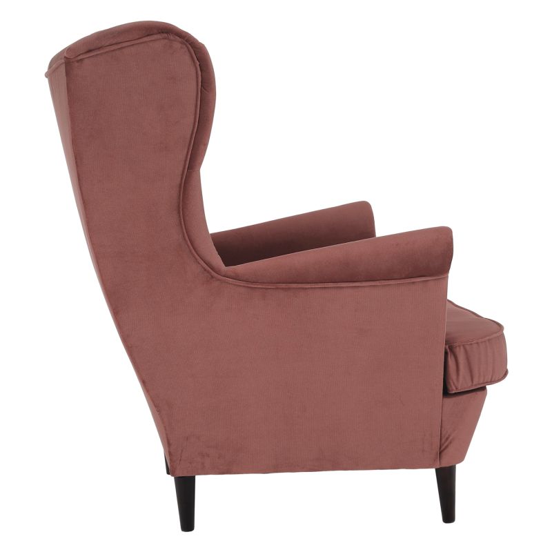 Moderné kreslo ušiak, staroružová/orech