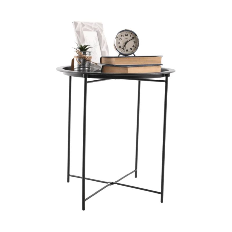 Príručný stolík s odnímateľnou táckou, čierny