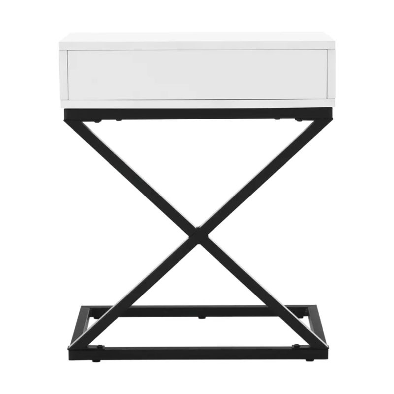 Moderný príručný/nočný stolík, biela/čierna