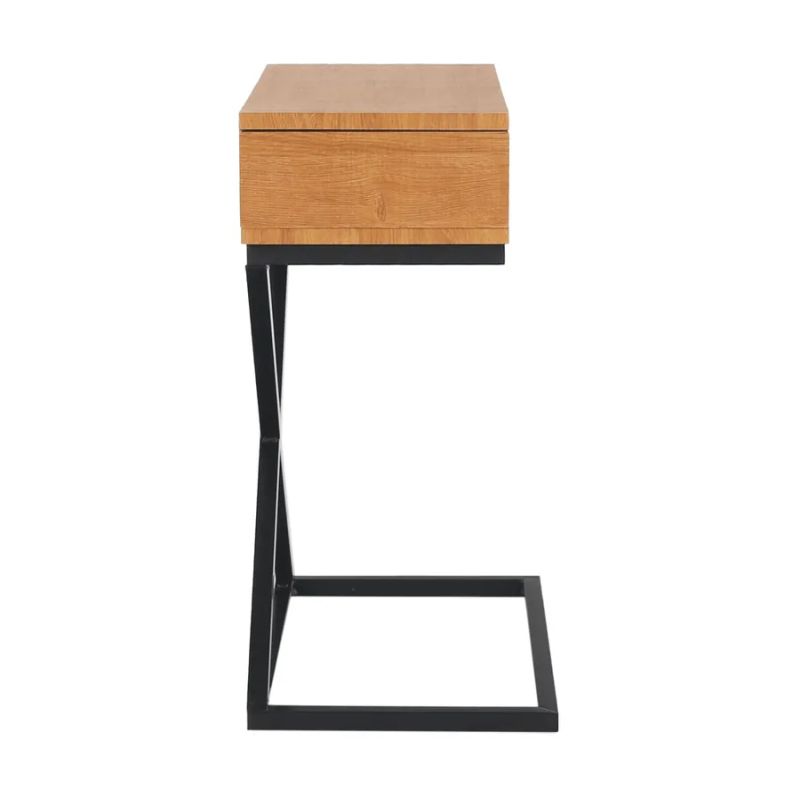 Moderný príručný/nočný stolík, dub/čierna