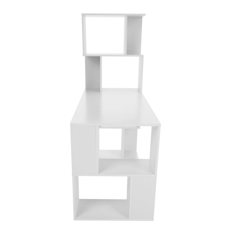 Písací stôl s regálom biely