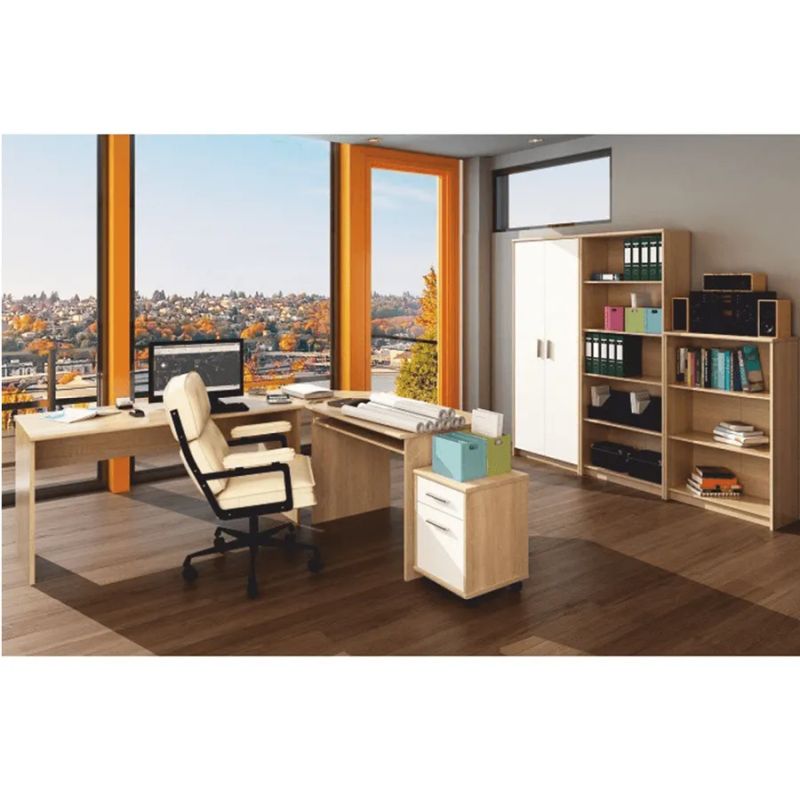 Rohový písací stolík z kvalitnej DTD, dub sonoma