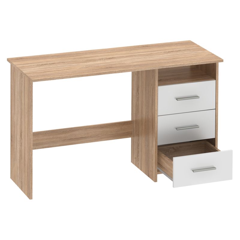 PC stôl jednoduchým dizajnom, dub sonoma-biela