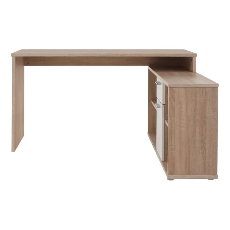 Praktický rohový písací stôl univerzálny, dub sonoma-biela