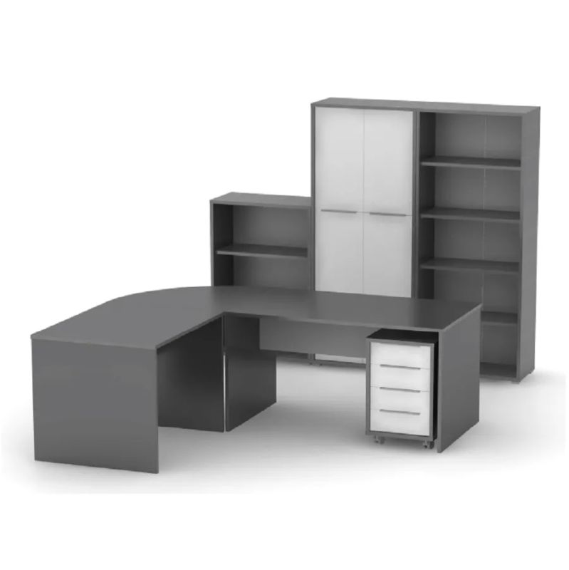 Moderný písací stôl z kvalitnej DTD, grafit/biela, 80cm