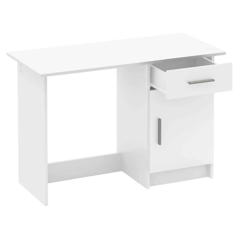 PC stôl so skrinkou a šuplíkom biely