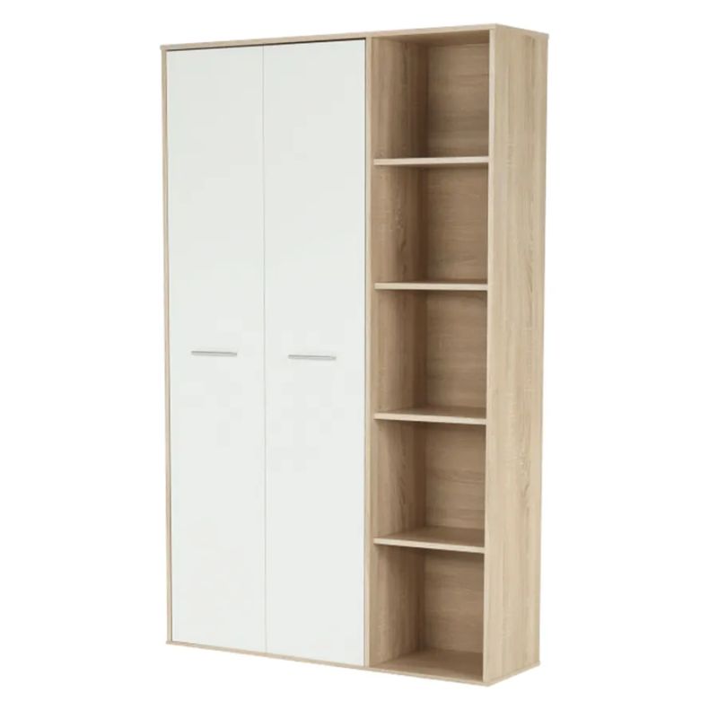 Luxusná skriňa s regálom, dub sonoma/biela
