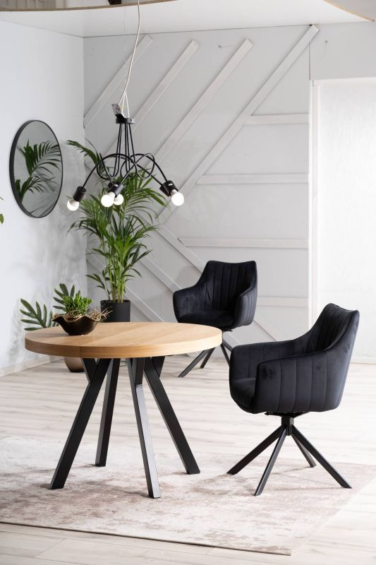 Otočná jedálenská stolička s lakťovými opierkami čierna/zelená