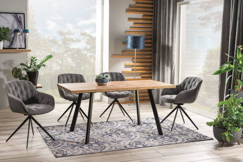 Stolička s lakťovými opierkami do jedálne, čierny mat/sivá