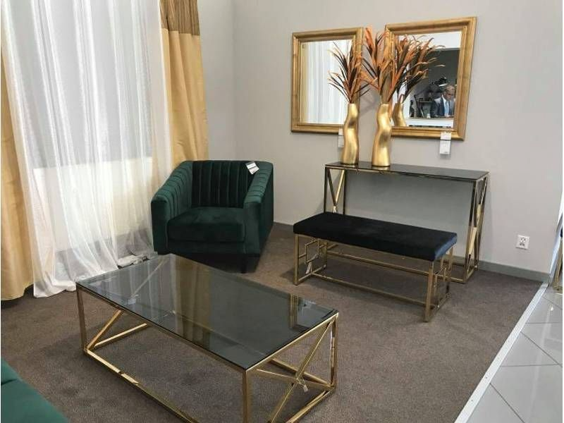 Konferenčný stolík s tvrdeným sklom 55, zlatá