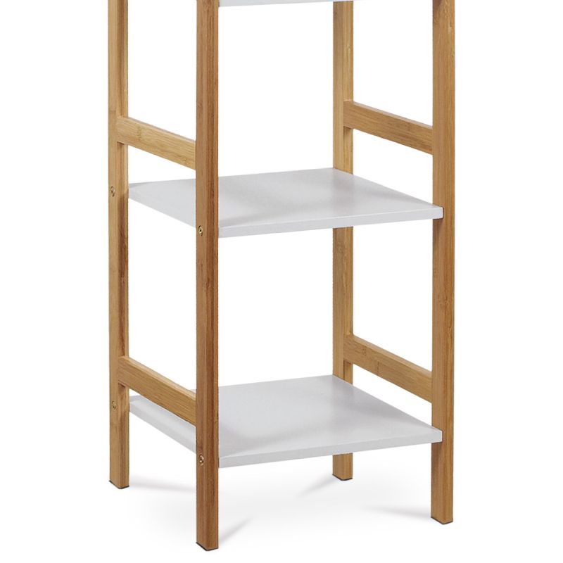 Úložný regál v prírodnej farbe, 4 biele poličky