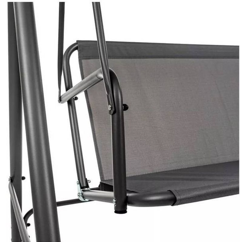 Záhradný hojdací trojsed so strieškou, tmavosivý