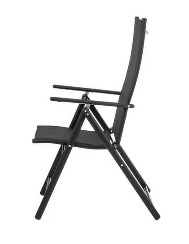 Záhradné polohovacie a skladacie kreslo čierne