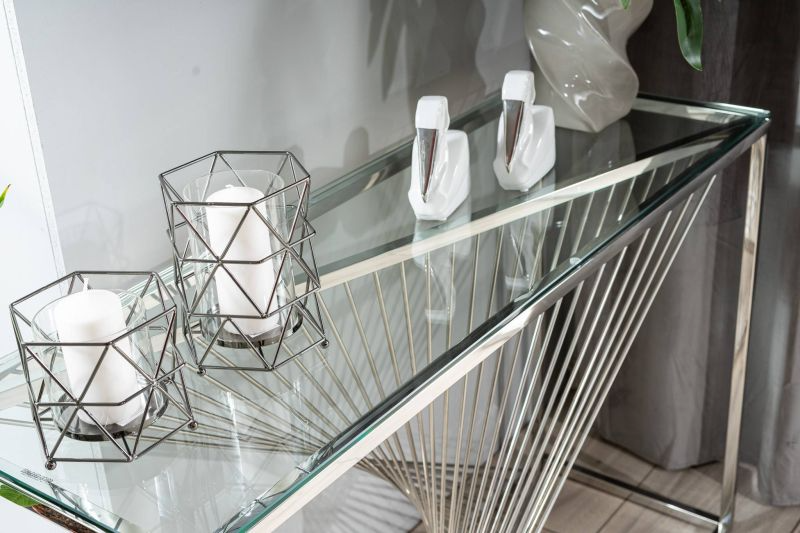 Originálny konzolový stolík, strieborný