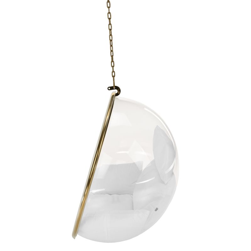 Závesné kreslo v modernom dizajne, transparentná-zlatá-biela