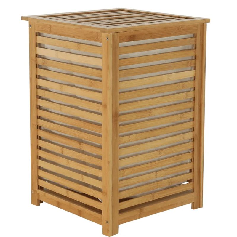 Kôš na bielizeň, lakovaný bambus-béžová