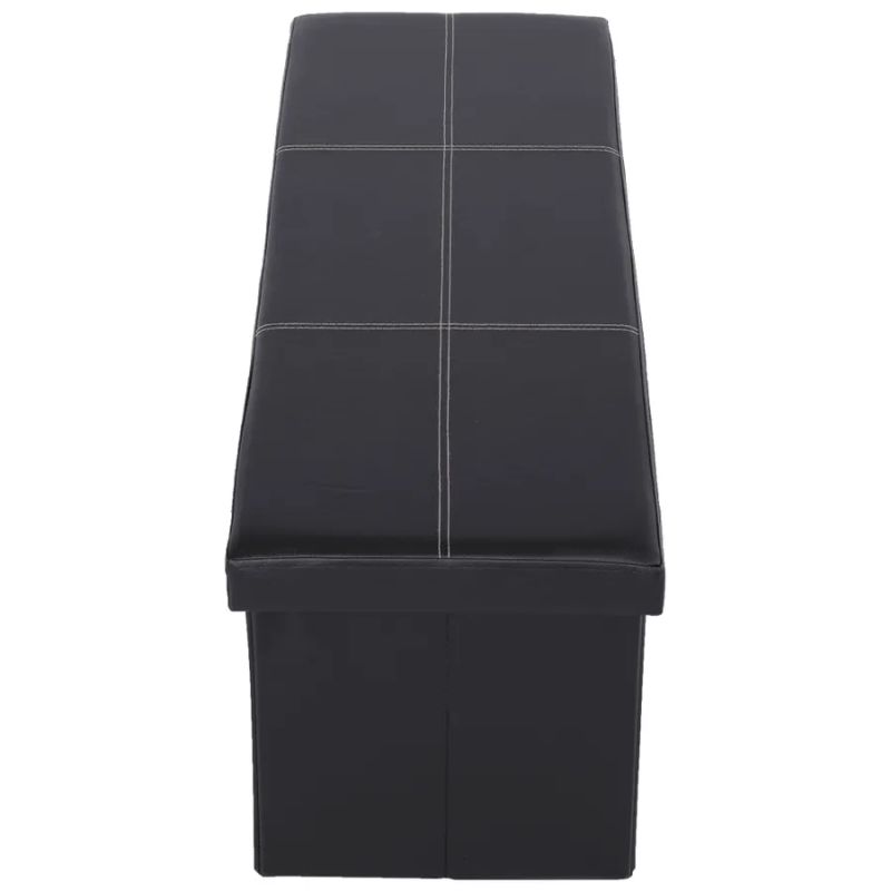 Nadčasový skladací taburet, čierna ekokoža