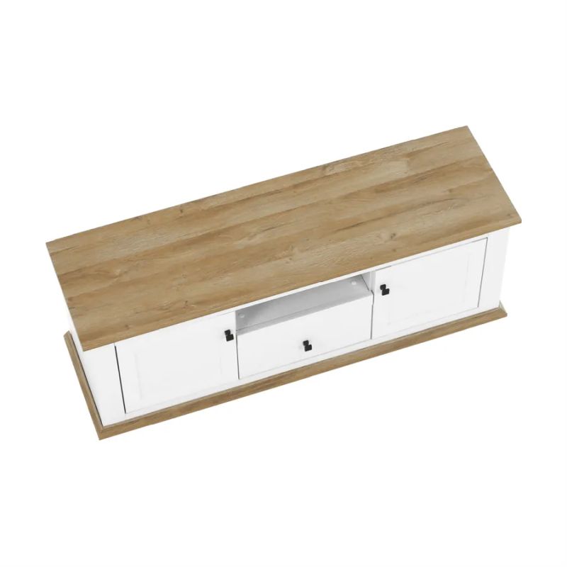 Originálny RTV stolík, biela-dub grand