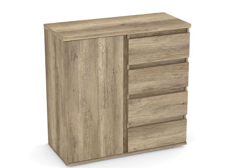 Komoda 4x zásuvka, 1x dvierka - viac farebných prevedení