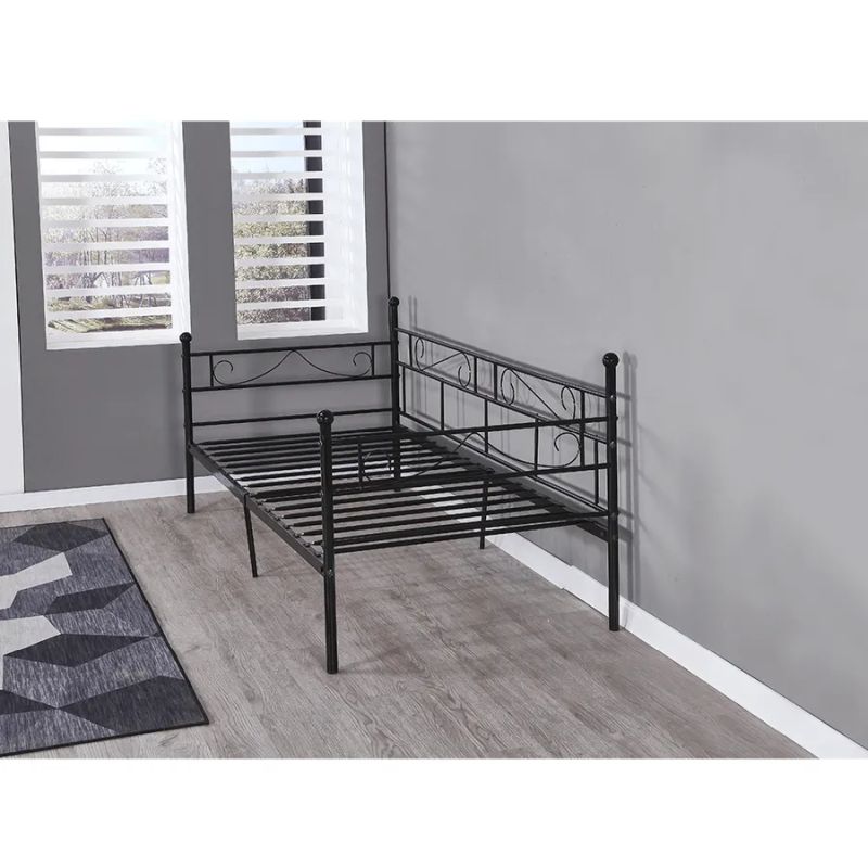 Kovová pohovka - jednolôžko 90, čierna