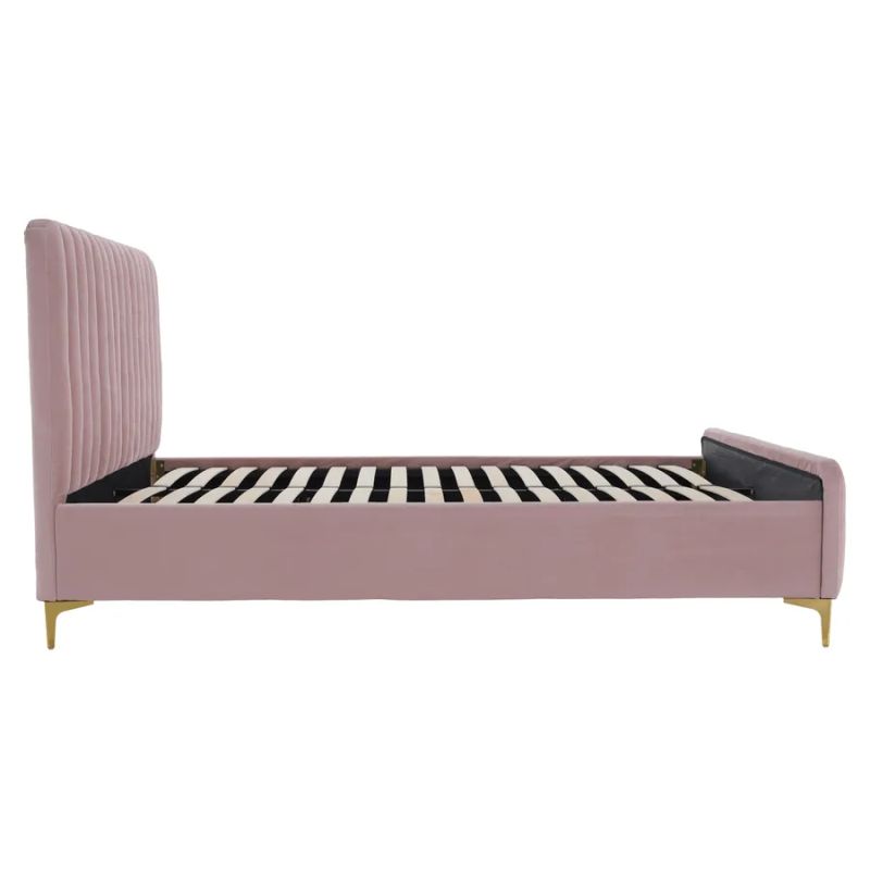 Komfortná čalúnená posteľ 140, ružová-gold chróm zlatý matný