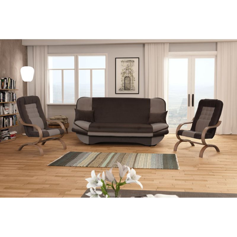 Celočalúnené kreslo, sivohnedá Taupe-hnedá-buk