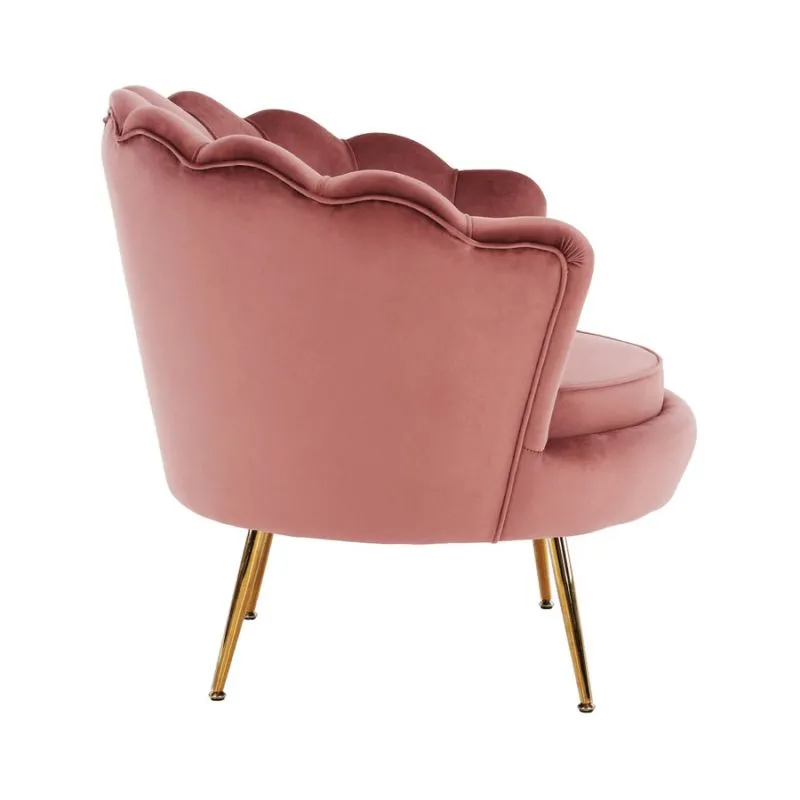 Kreslo v štýle Art-deco, ružová Velvet látka-gold chróm-zlatý
